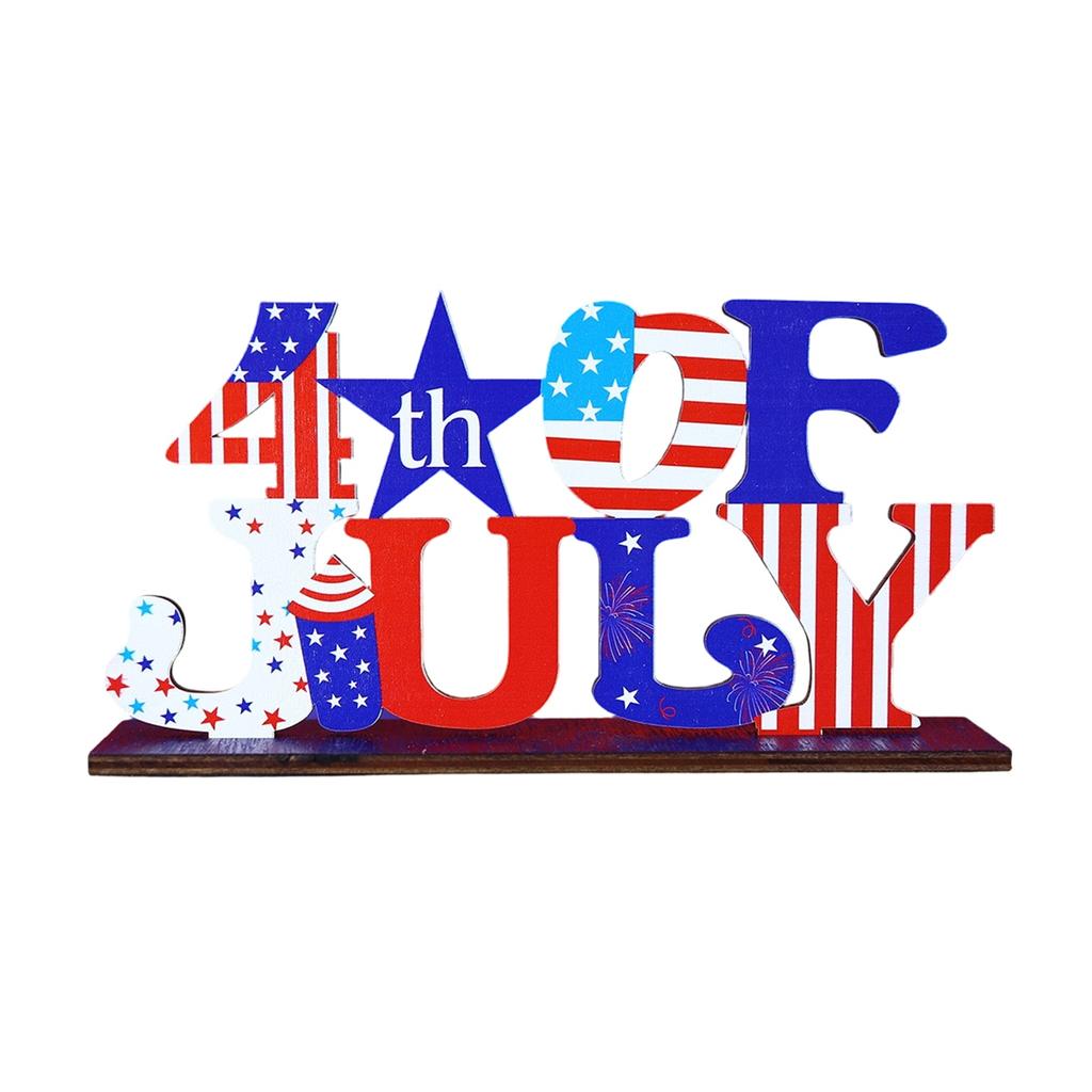 Independence Day Wooden Desktop Decoration Dwarfs Day United States Day Star Flag Creative Decoration