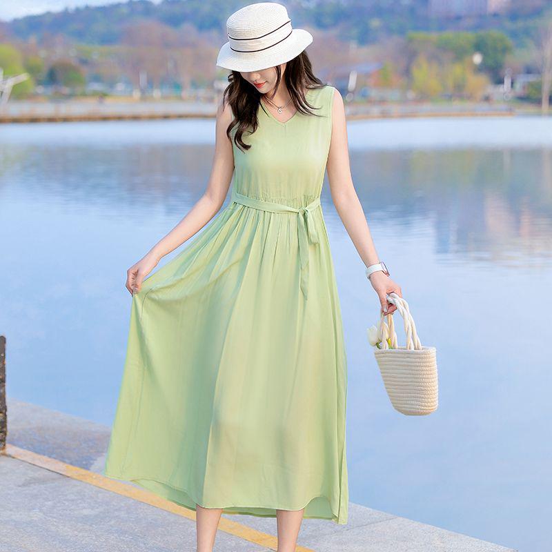 

Elegant Plus Size Floral Sleeveless Summer Dress 4XL (for 145-165 jin)