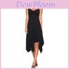 Modisches Sommerkleid für Damen, ärmellos, mit V-Ausschnitt, unregelmäßigem Druck und Trägerdetails
