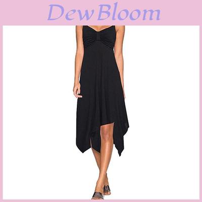 Fashion Summer Womens Sleeveless Vneck Dress With Irregular Printing And Strap Details