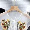 Colorful Embroidered Beaded Bow Tie False Collar - Ethnic Style Floral Design