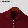 INCERUN Men's Lapel Neck Long Sleeve Buttons Up Casual T-shirts Undershirts