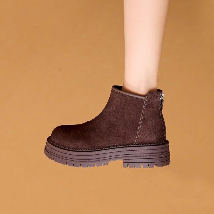 [Ushilai] Retro thick-soled temperament short boots for women's winter 2025 new thick-heeled casual versatile Martin boots