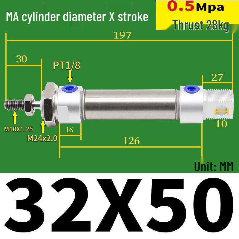 Corrosion Resistant Stainless Steel Pneumatic Cylinder 16-40mm/50-150mm