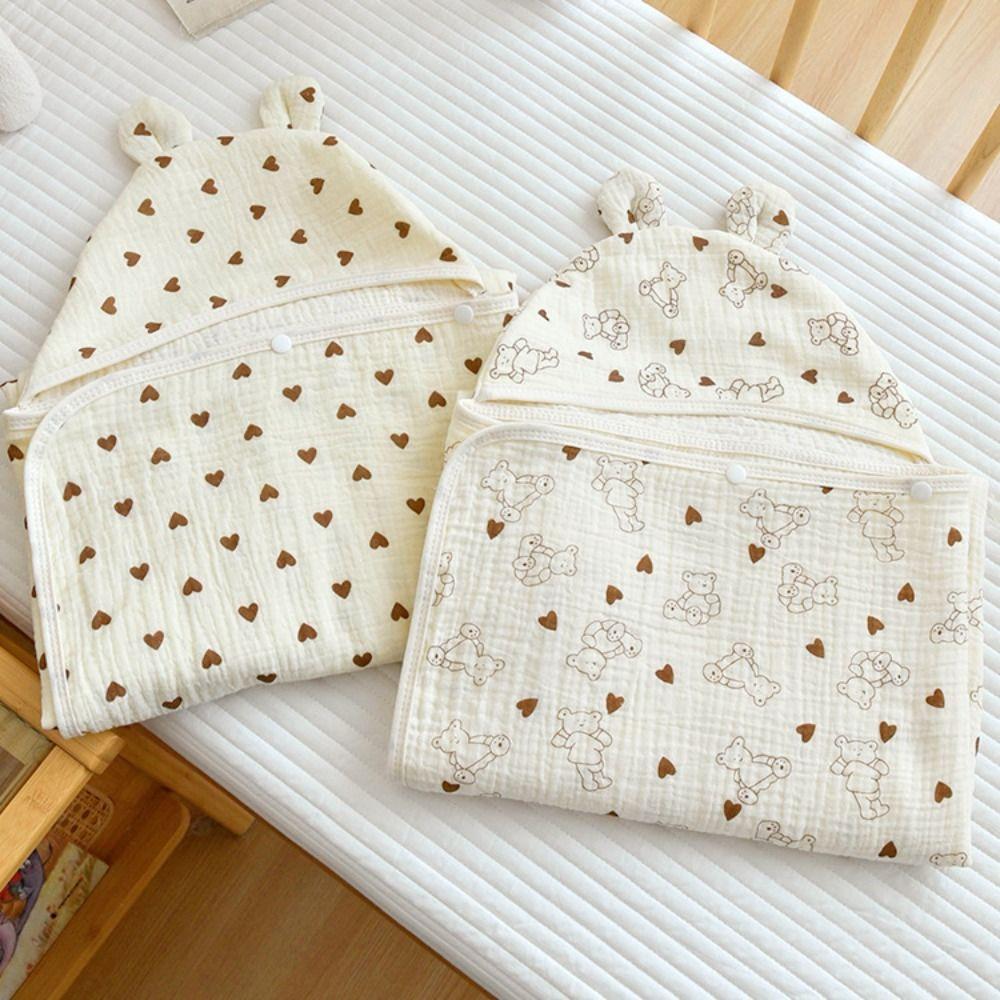 Single Layer Infant Hooded Towel Wrap Blanket Soft Texture Baby Swaddle Cloth  Newborn Care