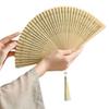 Solid Color Tassel Folding Fan Portable Kimono Fan Fashion Folding Bamboo Fan  Hanfu Accessories