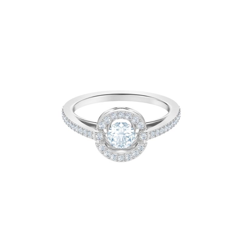 Swarovski SPARKLING DANCE ROUND RING Beating Heart Rhodium Plated Ring Women s Silver 5482516
