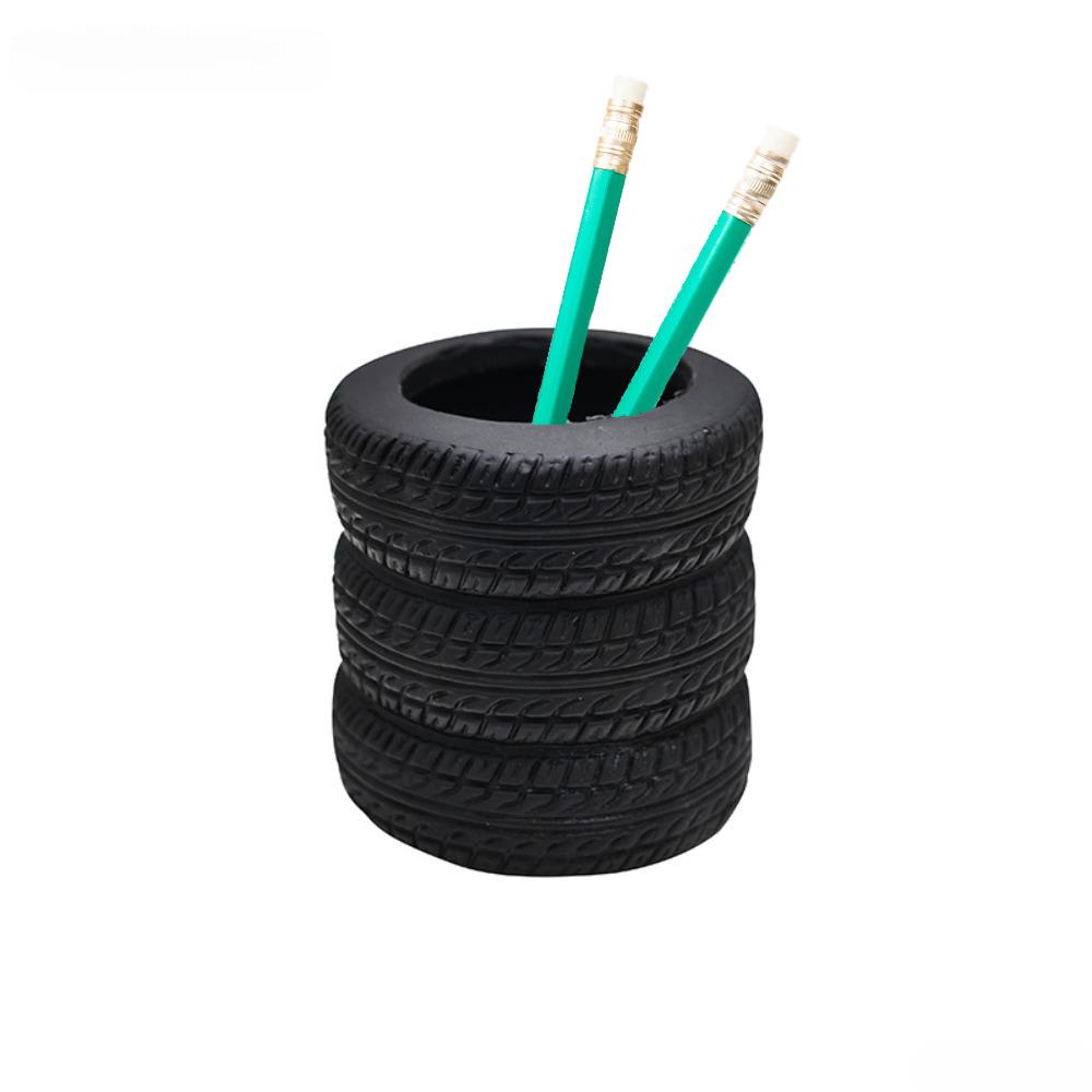 1 Pc Creative Tire Pen Holder, Personalized Stationery Storage Bucket, Office Desktop Storage Tube