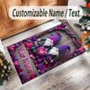 Gnome Theme Crystal Velvet Rug Personalized Custom Name Text Soft Floor Mat Home Decor