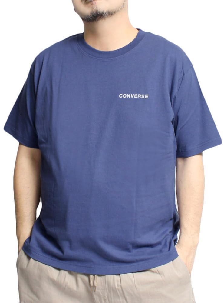 

Converse Men s Short Sleeve T-Shirt with Foam Print on the Back, Crew Neck, Size 3L, Violet (68)