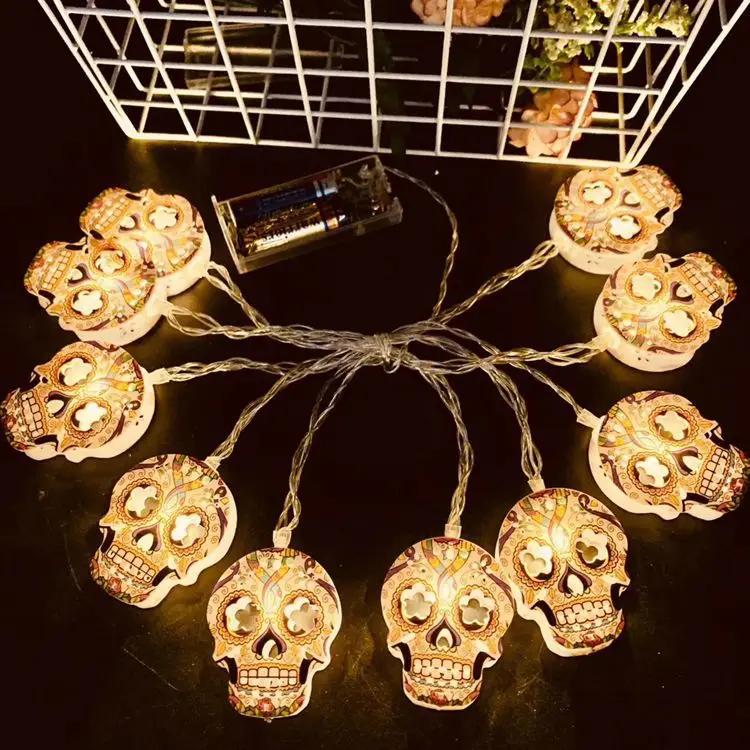 Creative Halloween LED String Lights Portable Pumpkin Ghost Skeletons Lights for Home Bar Halloween Party Festival Decor Supplie