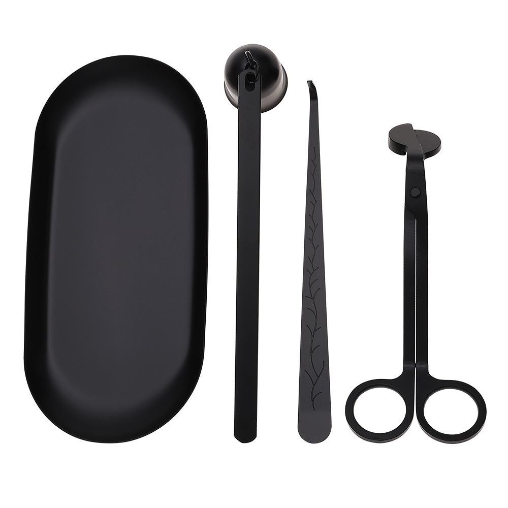 Kerzenlöscher und Schere aus Edelstahl Schwarz Aromatherapie-Werkzeug 4-teiliges Set