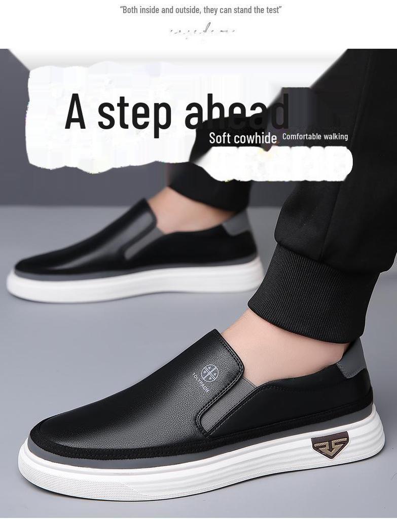 2024 Spring/Summer Men's Soft Leather Slip-On Casual Shoes