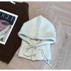 Autumn and Winter New Korean Style Anti Aging Balacala Cap Buttoned Scarf Cap  One Piece Women's Ear Protecting and Warm Knitted Cap