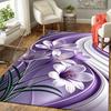 1Pc Purple Floral Abstract Rug, Office Carpet Indoor Outdoor Doormat, Non-Slip Soft, Living Room, Christmas Halloween Gift. M928576