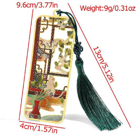 Ancient Chinese Palace Art Bookmarks, Cat Carp Flying Crane Lotus Bookmarks with Tassels, Boxed Gifts for Book Lovers Collection