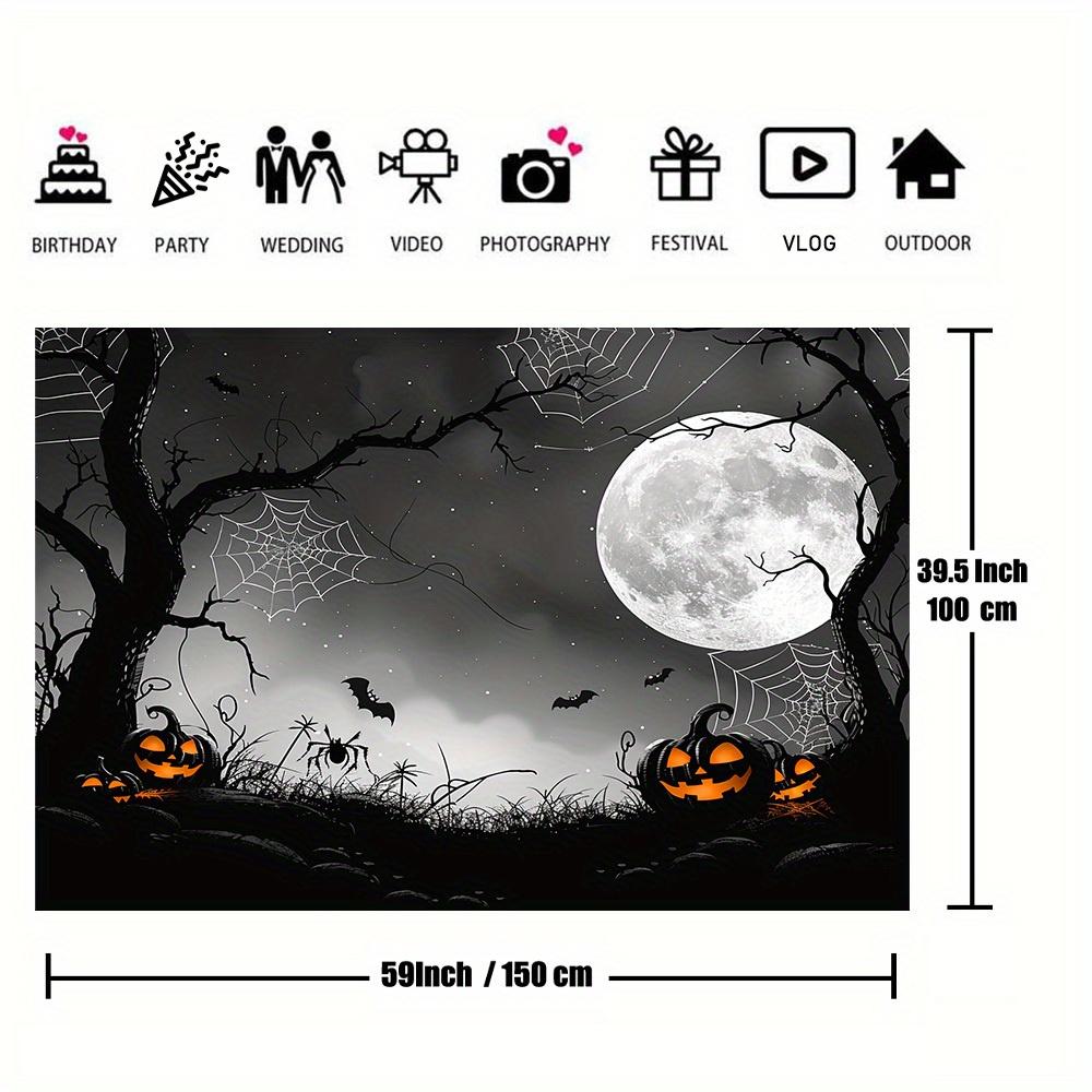 1Pcs Halloween Pumpkin Full Moon Spooky Theme Decoration Background Halloween Backdrop Decorations For Photo Studio Booth Party