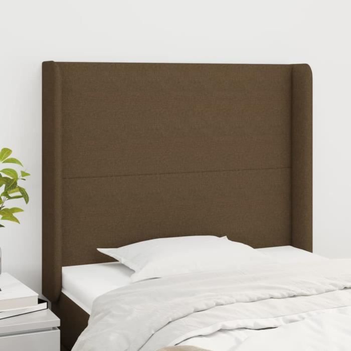 VidaXL Tête de lit avec oreilles Marron foncé 103x16x118-128 cm Tissu3119293