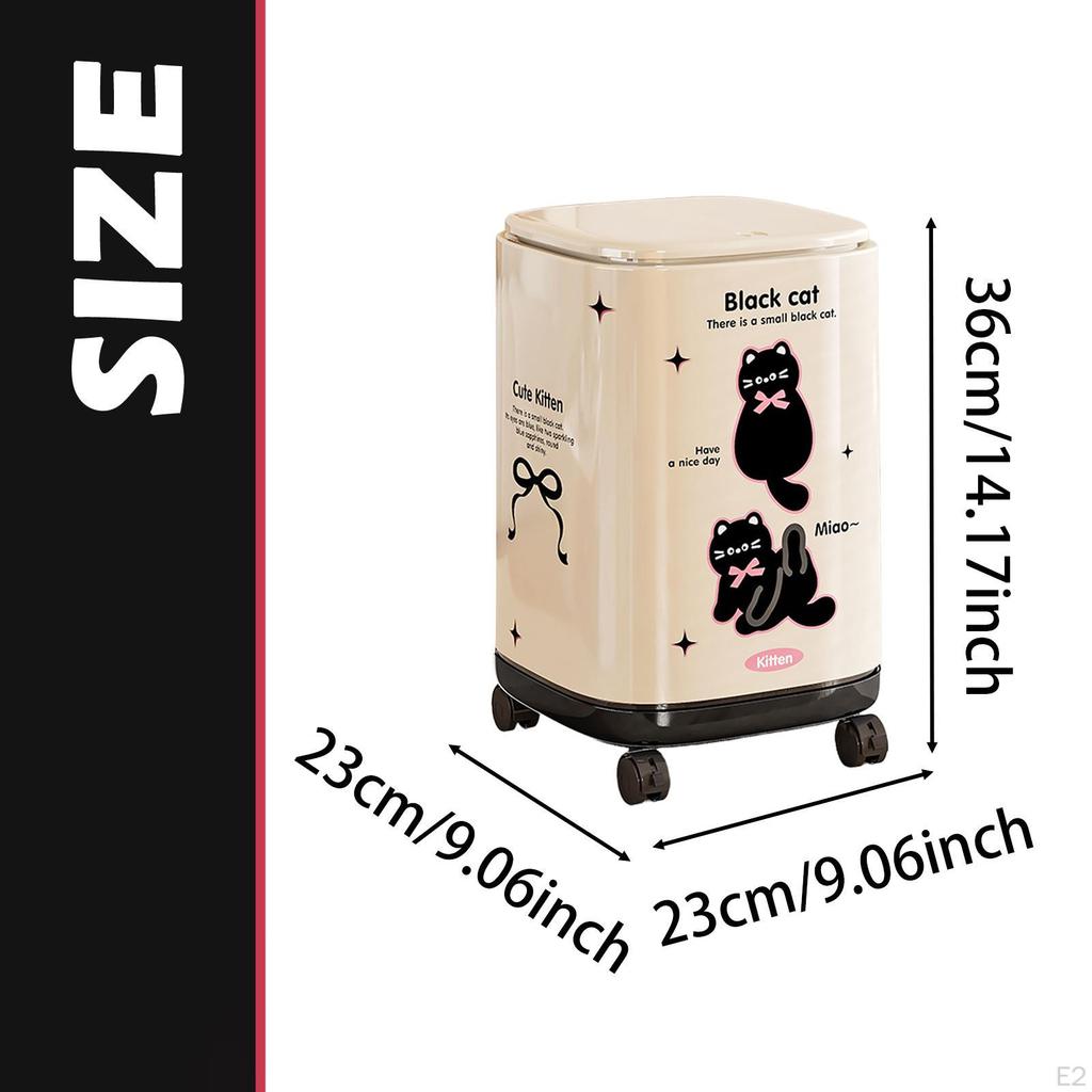 Köksavfallskorg med 360° universalhjul och lockbehållare Trendig heminredning Soptunna