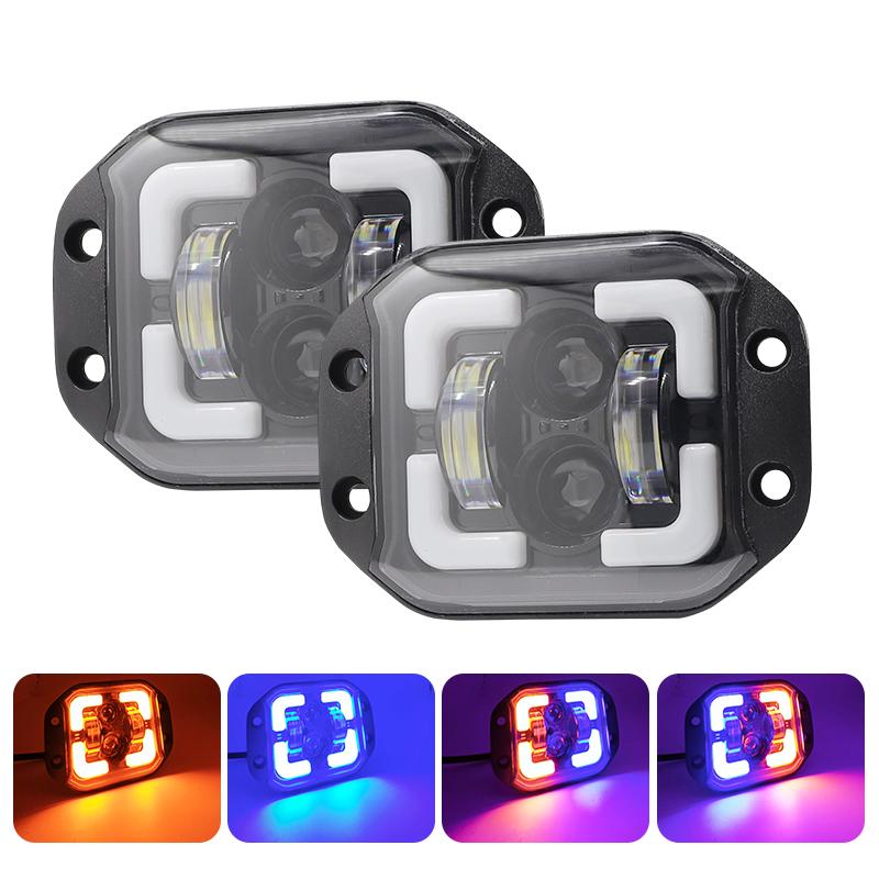 For Wrangler 4.5" 50W IP67 Waterproof Flush Mount LED Work Light White Yellow Blue Offroad Driving Fog Lamp Spot Beam 4x4 Light