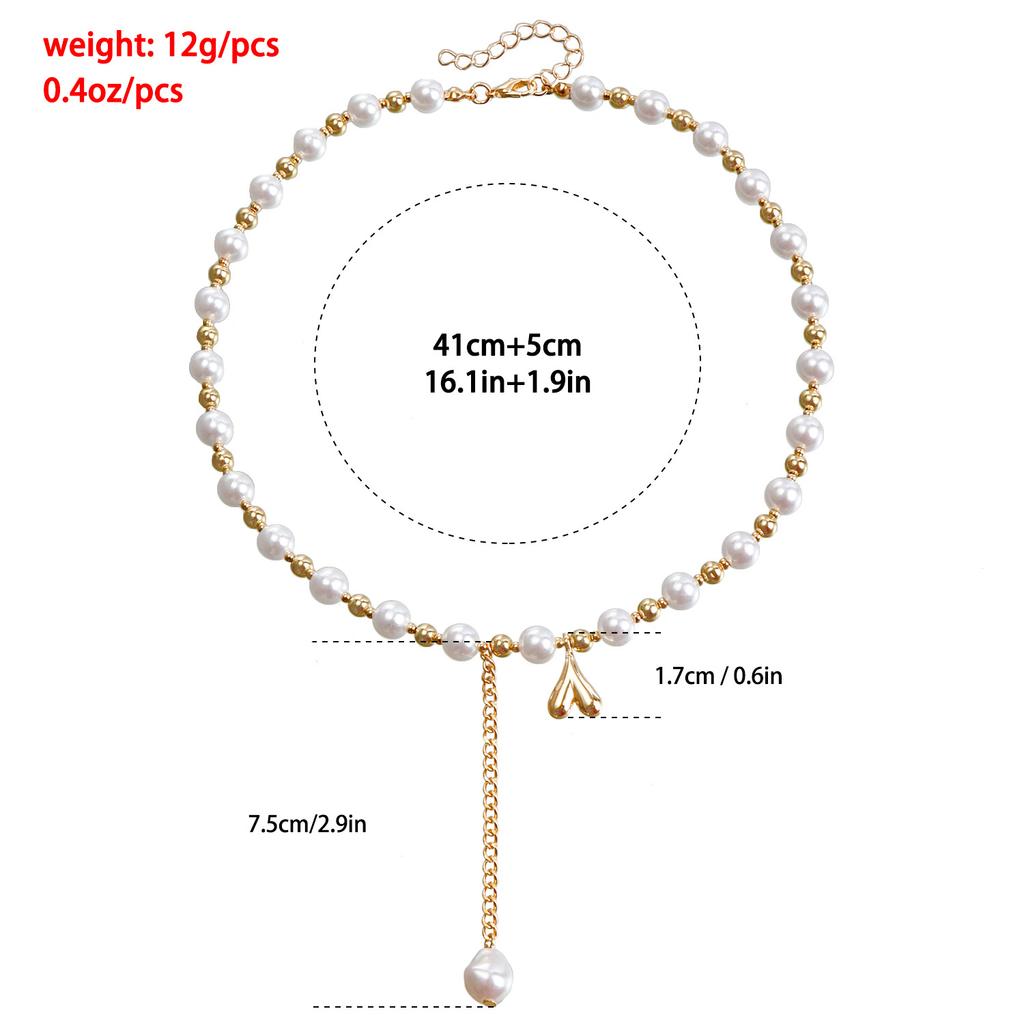 Accesorii, Colier cu mărgele din imitație de perle, Mix and Match, Femei, Colier claviculă cu pandantiv dragoste pentru Ziua Îndrăgostiților