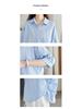 Women's Mid-Sleeve Blue Cotton Shirt - Summer 2025 Loose Slimming Casual Top