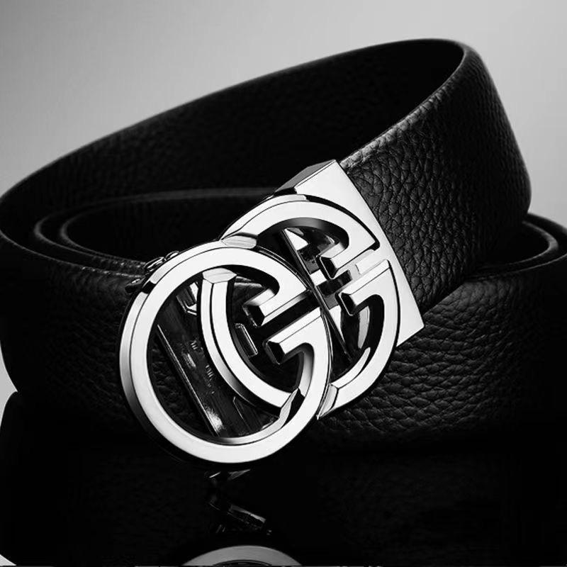 

Мужской ремень из натуральной кожи с автоматической пряжкой – Универсальная высококачественная воловья кожа для брюк делового костюма. 120 cm