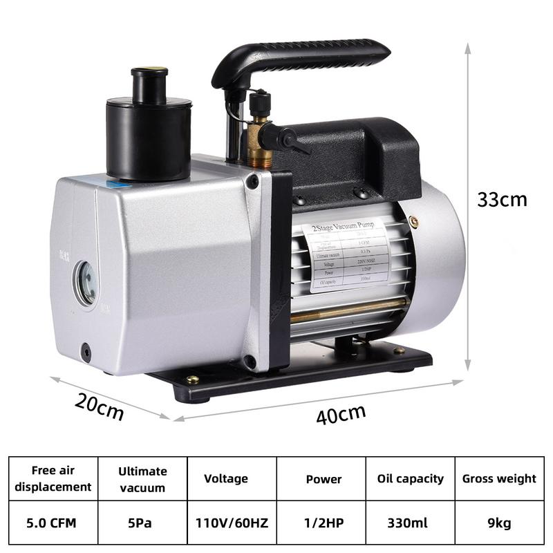 Black 5CFM vacuum pump paper box packaging dual stage rotary vane vacuum pump with high efficiency and low noise