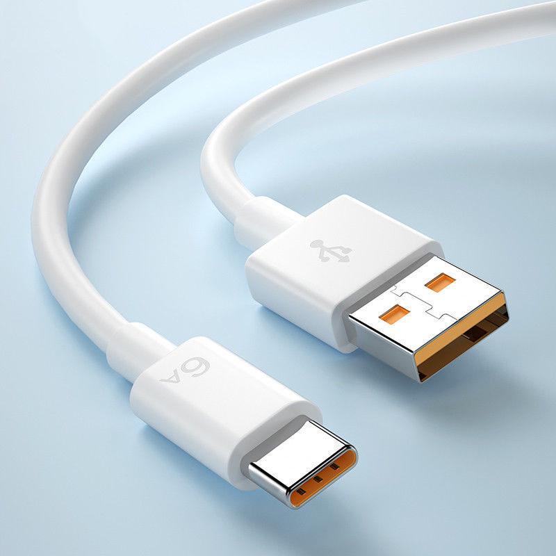 

120W Super Fast Type-C Fabric Braided Data Cable, 6A Flash Charge for Huawei Honor White Flat-Round Type-C 66W