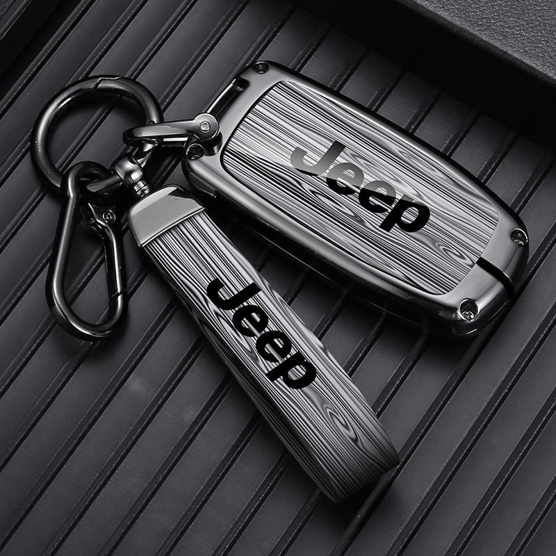For Jeep Zinc Alloy Wood Grain Car Key Case For Jeep Grand Cherokee WK2 KL Wrangler Renegade JK Commander Compass 2018 2022 A