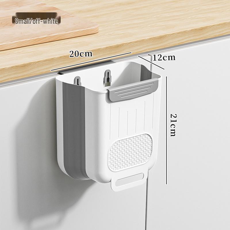 Foldable Hanging Kitchen Trash Can for Food Waste and Bathroom Storage