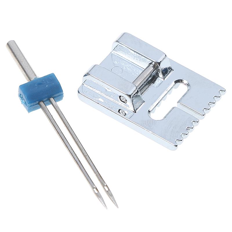 Drážková skládaná patka se 3 velikostmi sada dvojitých jehel s kolíkem pro šicí stroj Brother