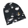 2D Flat Printing Beautiful Seamless Pattern with Whale, Moon and Stars Modern Adult Beanie Designed To with Laid Back Street Style or Elevate Simple O