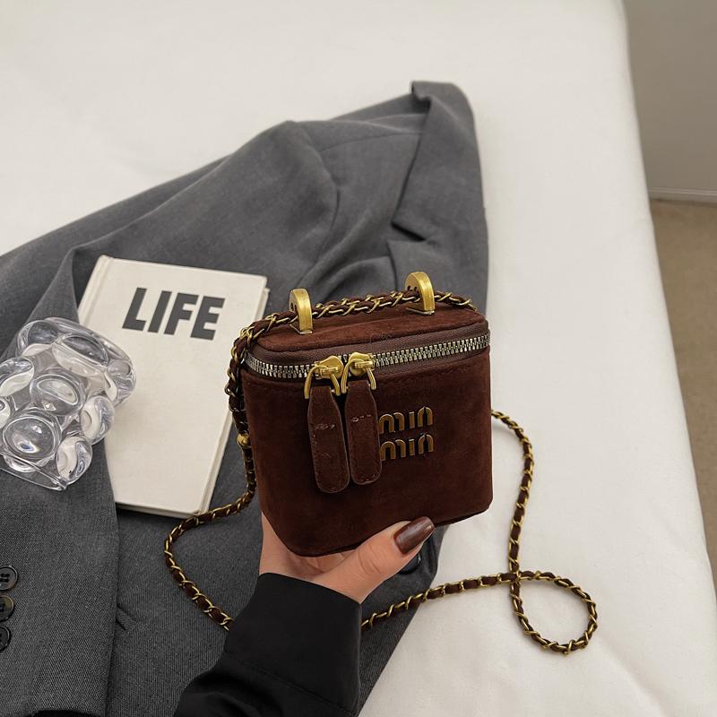 Frosted new chain miu French box bag niche texture women's small square bag personalized shoulder messenger bag