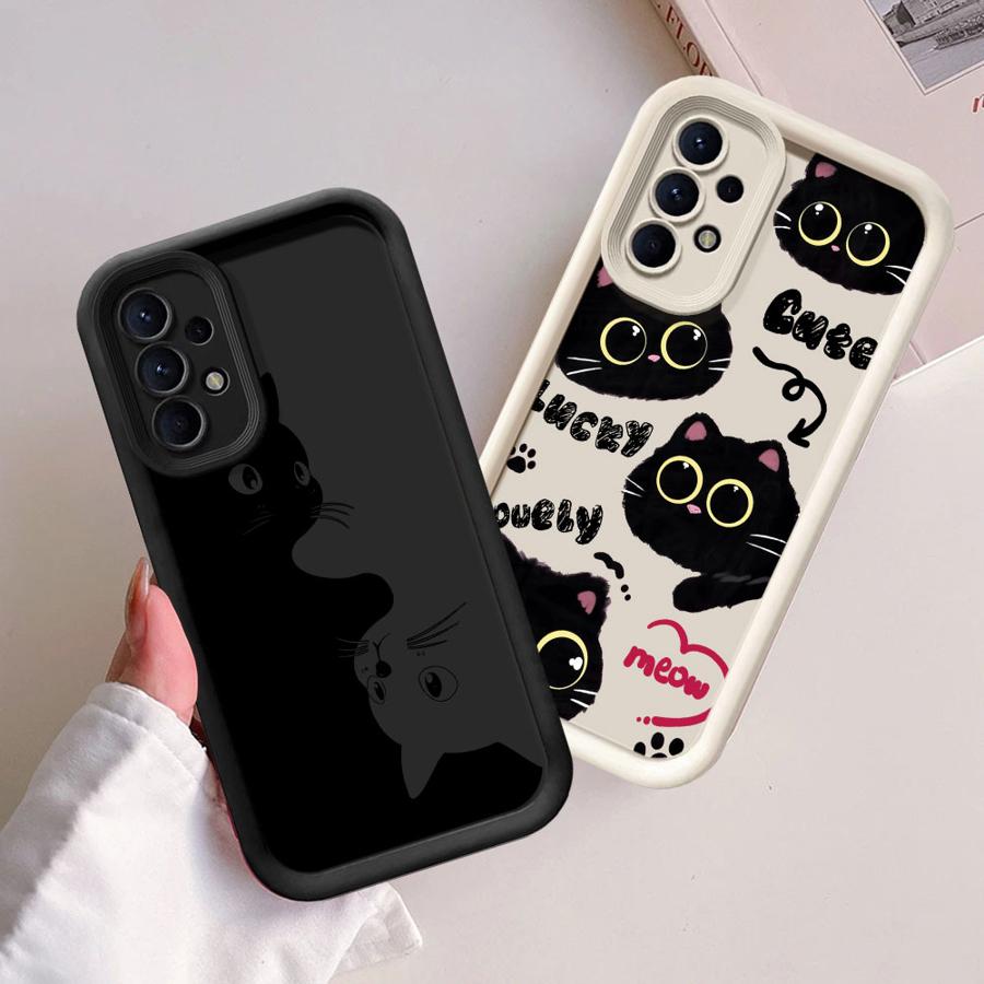 Cartoon Black Cat Soft Cover Case for Samsung Galaxy A36 A32 A33 A14 A24 A13 A34 A23 A12 A26 A22 A16 A56