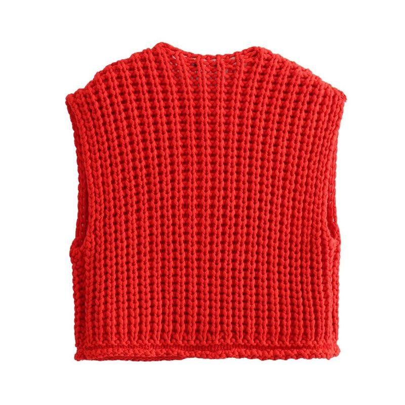 Pocket Sleeveless Knit Vest Cardigan Pocket Sleeveless Sweater Vest Cardigan