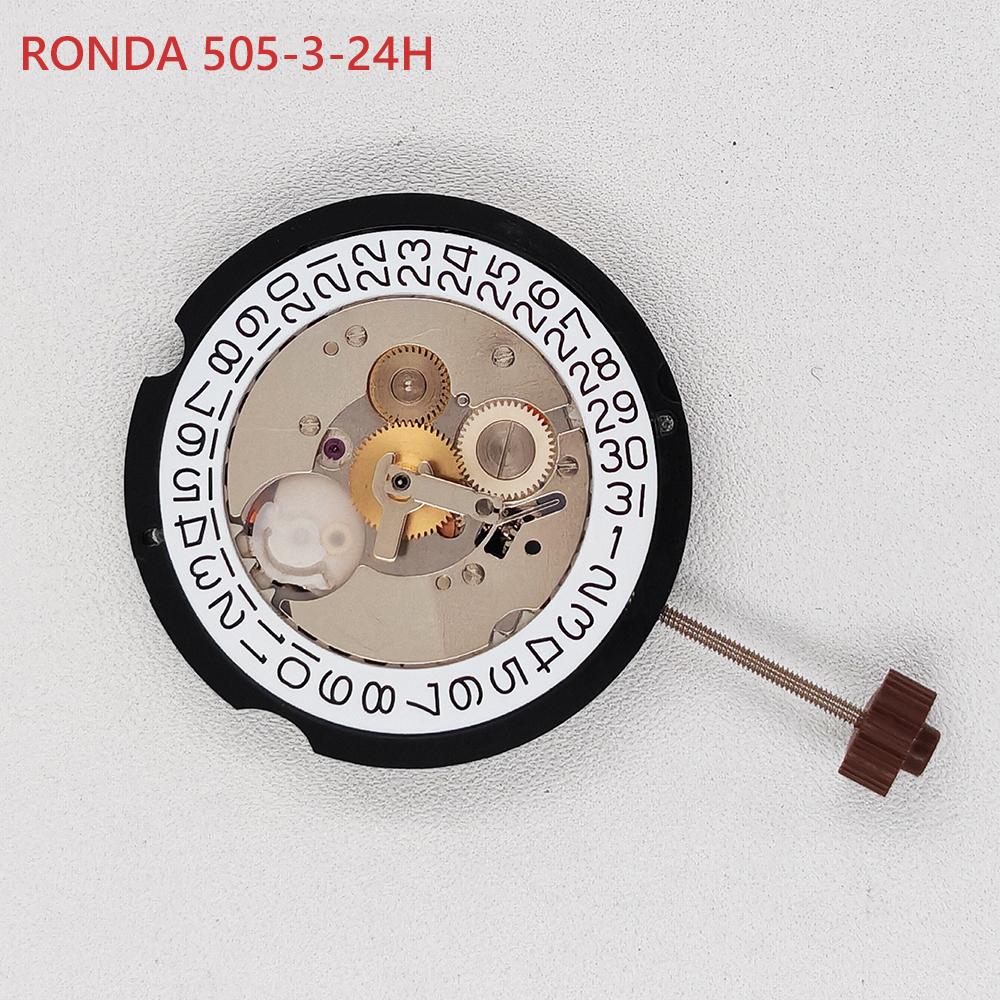 Ronda Original 505-3 24H Quartz Watch Movement Caliber 505 3-Hander Quartz Mechanism with Battery 505-3-24H