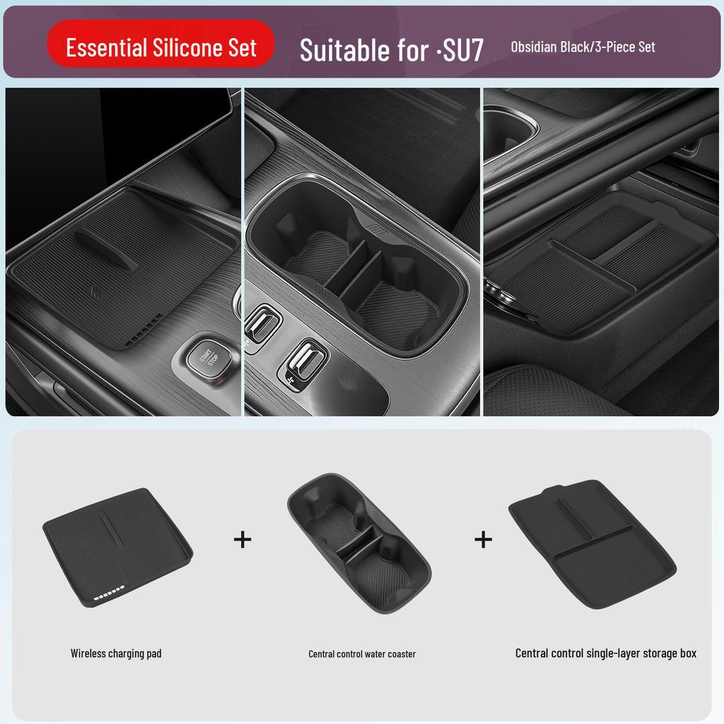 Silicone Mats for Xiaomi SU7/YU7: Center Console, Cup Holders, and Interior Essentials