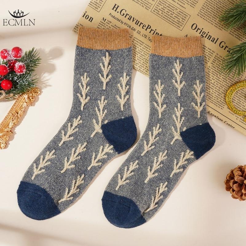 Fashion Women's Christmas Wool Socks Autumn Winter Vintage Thickened Socks Warm Soft Comfortable Socks