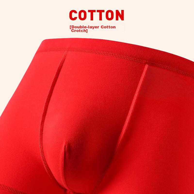 LangSha Enlarged Men's Underwear, Red Cotton Socks for Horse Year, Plus Size Zodiac Festive Wedding Boxer Briefs