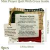 4-Pack Prayer Quilt with Cross ide, Pocket Prayer Quilt, Prayer Quilts, Spiritual Comfort for Daily Prayer, Christian Gifts for Women and Pastors