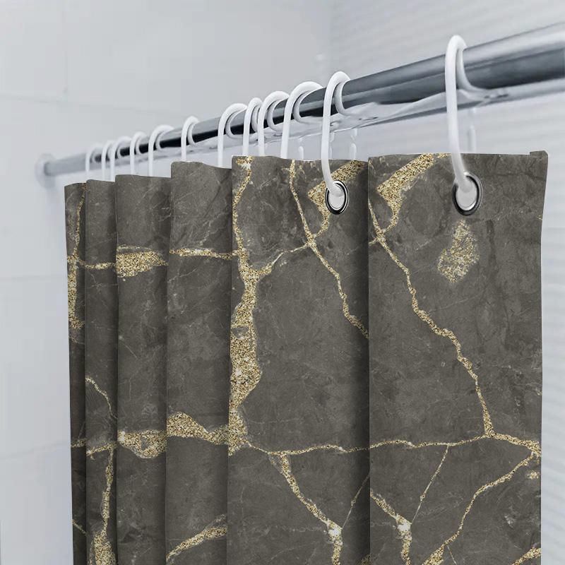 Luxury Black Marble Shower Curtain With Gold Accents Bathroom Decor For A Touch Of Elegance