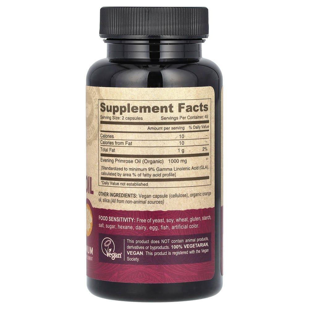 Deva Vegan Evening Primrose Oil Veggie Capsules, 90 Count