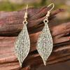 Retro Palace Style Ancient Blue Leaf Earrings New Leaf-shaped Design Ear Jewelry