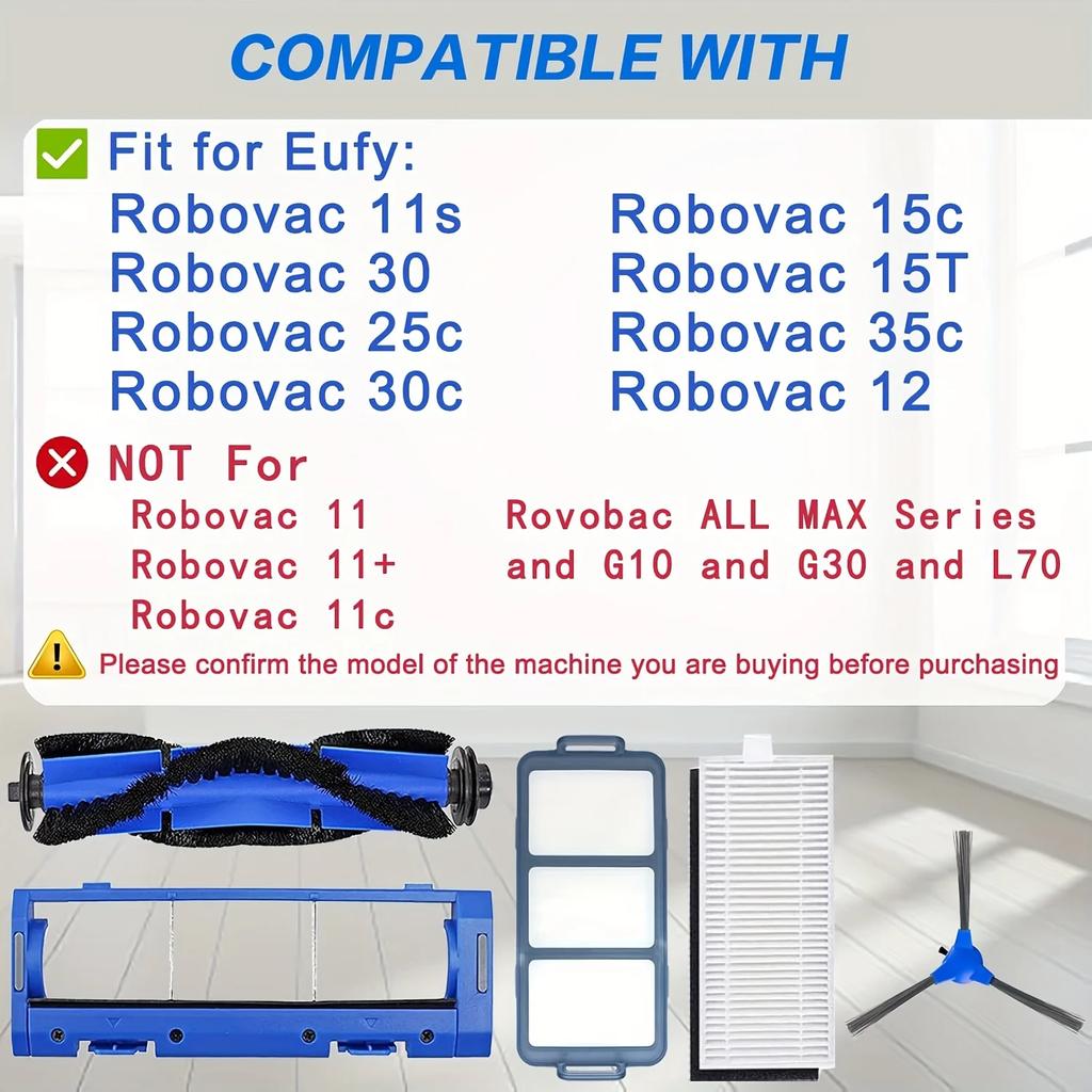 HOME TIMES 18 Pcs Replacement Parts Accessories Kit for Eufy RoboVac 11S,15C,30,30C,12,35C Vacuum Filters