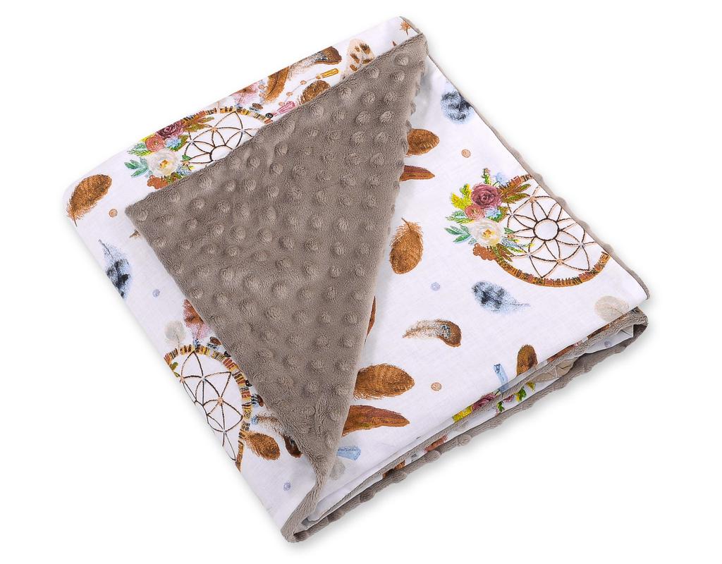 Large baby wrap for stroller carrier seat, double-sided - dream catchers white/ash brown