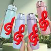 1PC Red Music Note Symbol Print 750ml Color Plastic Sports Water Bottle Leakproof Flip Straw Lid Suitable for Sports Office Home Use