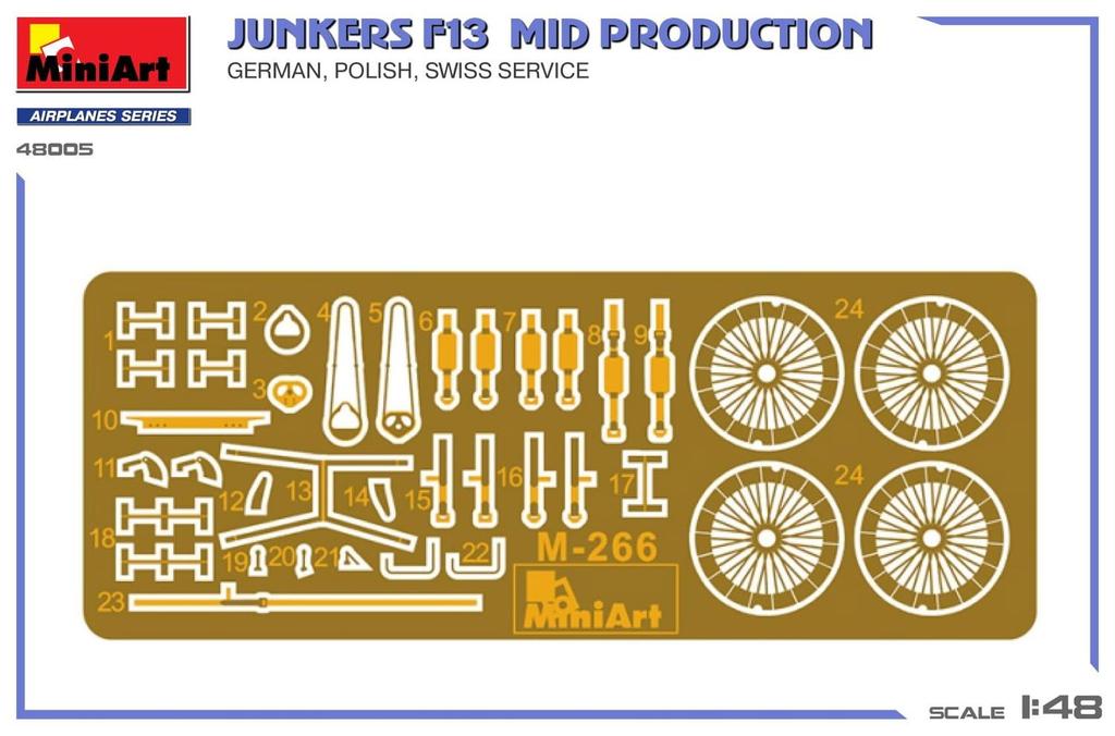 Miniart Junkers F13 Switzerland Plastic Model Kit MA48005 1/48 Mid-Production Germany, Poland, (Airplane)