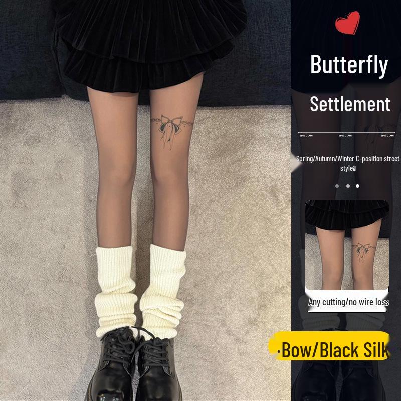 Polka Dot Black Fleece-Lined Fishnet Tights for Women – Double-Layer, See-Through Leggings for Autumn and Winter.