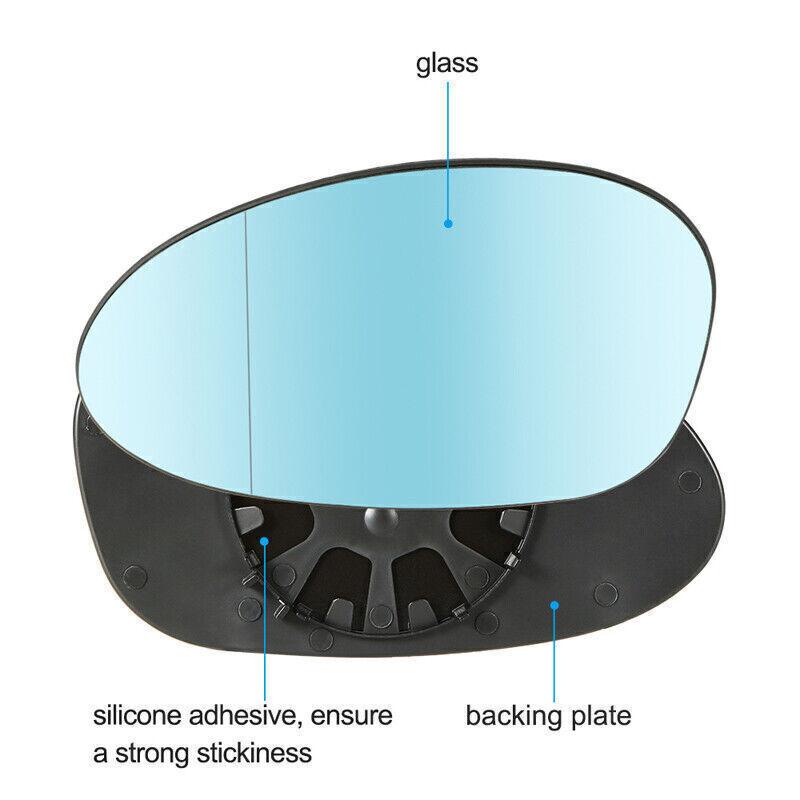 Blue Left Side View Wing Heated Mirror Glass Fits BMW M3 E46 E82 E85 E90 E91 LH